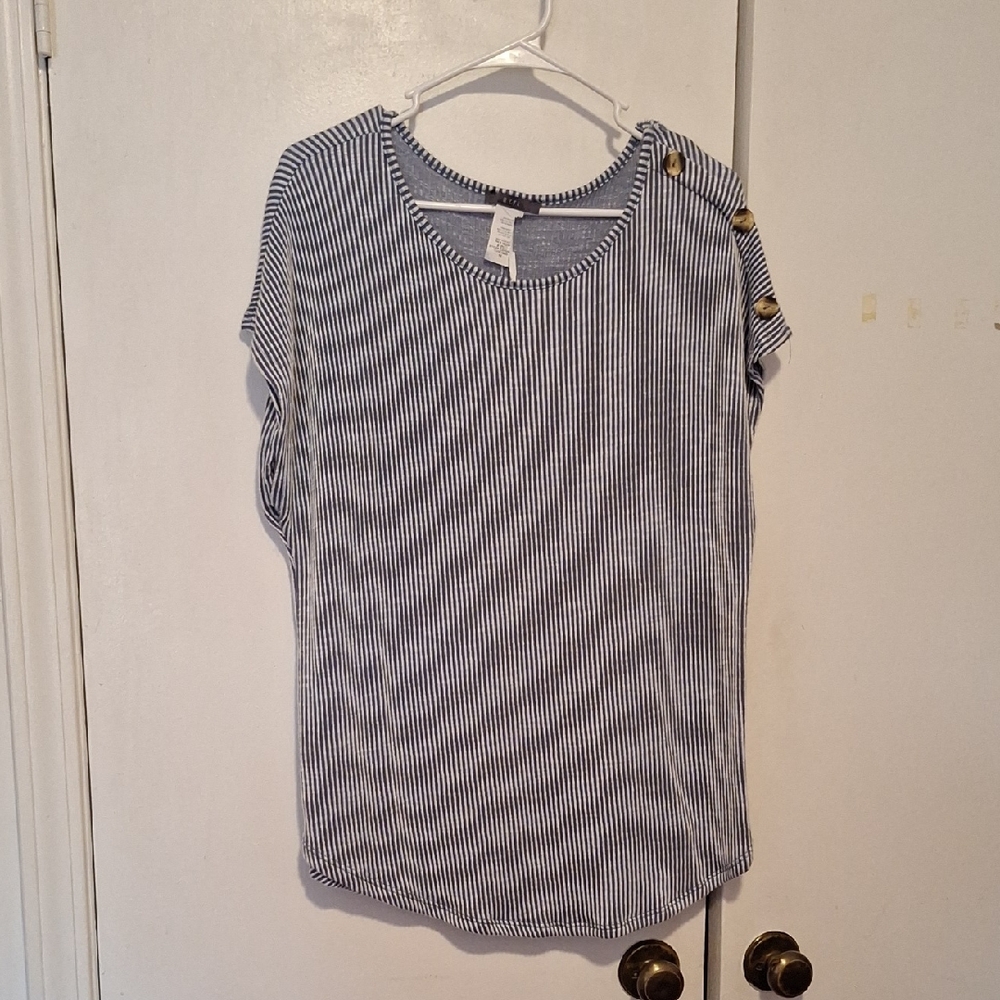 Striped Navy and White Women's Top
